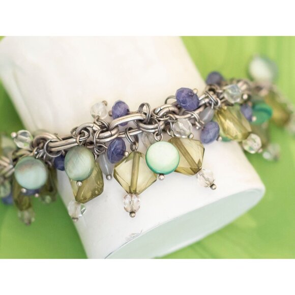 Vintage Art Nouveau Bohemian Stones Fashionable Bracelet 8 inch - W18 - Picture 2 of 3